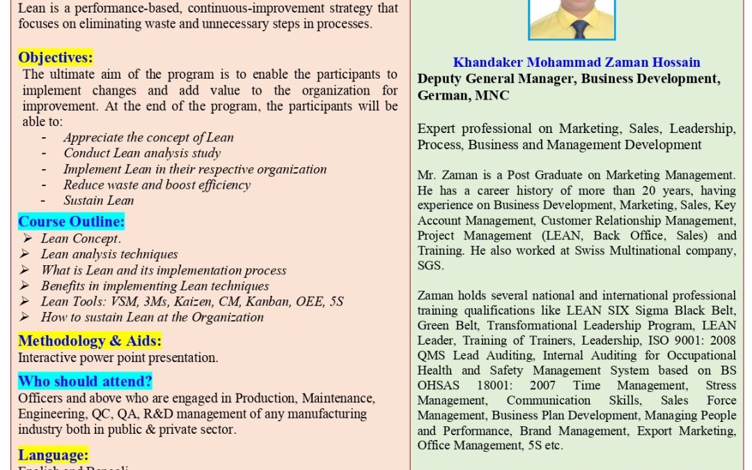 Day-long Knowledge Sharing Program on Lean implementation techniques: Reduce waste and boost efficacy