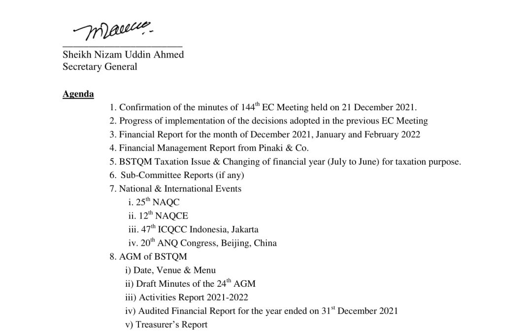 Notice of 145th EC Meeting